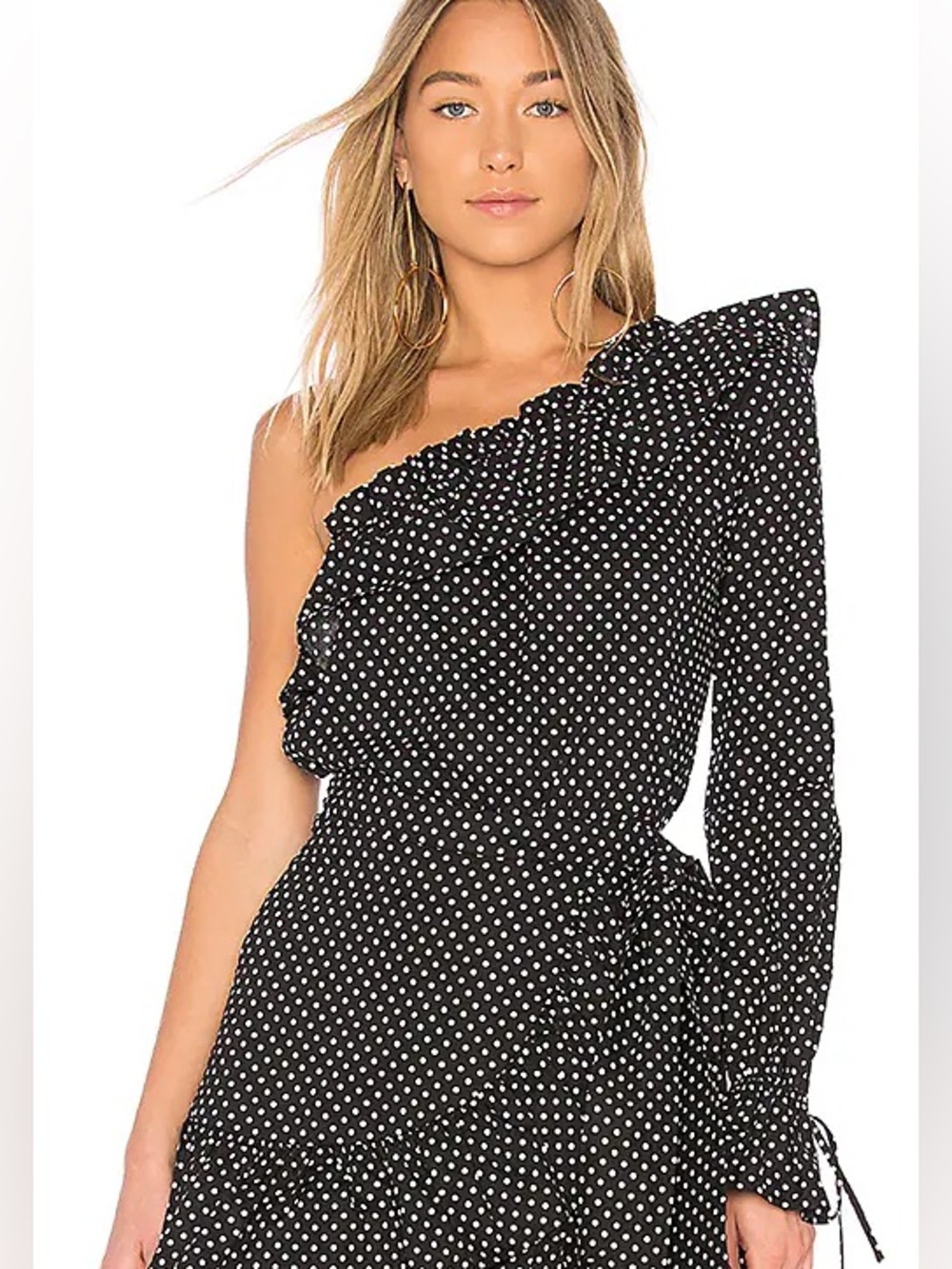 Tularosa Black & White Polka Dot One-Shoulder top sz XS